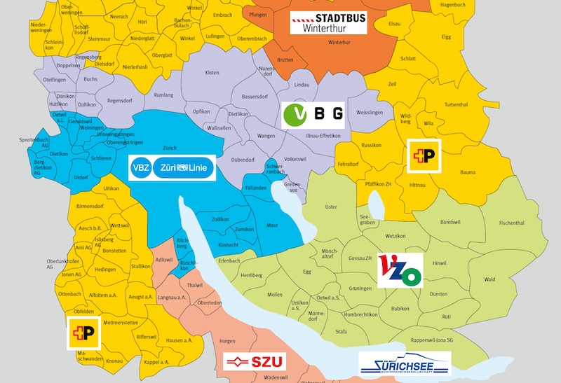 In Farbe: die 7 Top-Player im ZVV-Markt – Nr. 8 sind die SBB (Grafik: zvv)