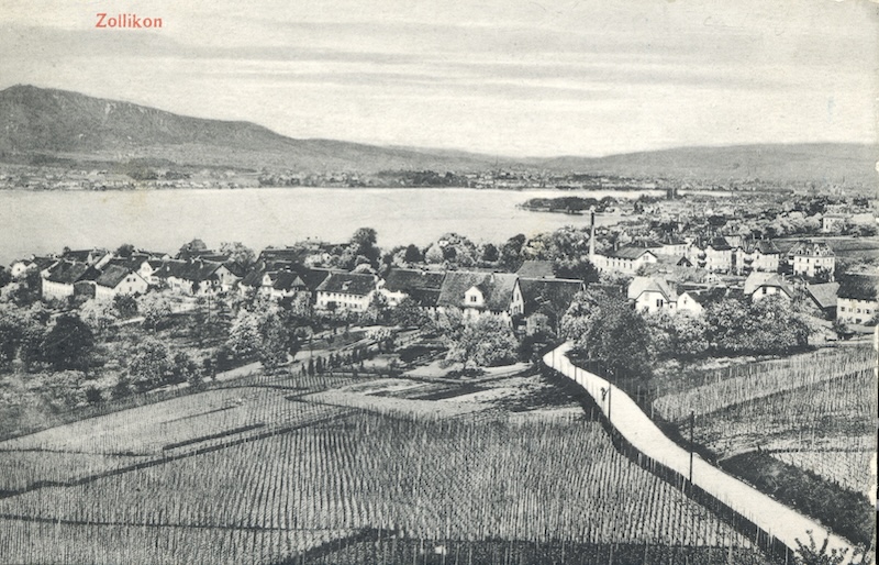 Blick von der Allmend auf die Hohlgass, die heutige Bergstrasse